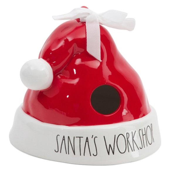 Rae Dunn SANTA’S WORKSHOP Santa Hat Birdhouse 💚HP💚